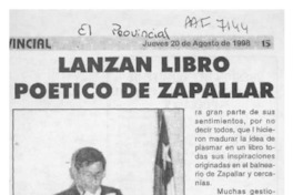 Lanzan libro poético de Zapallar  [artículo].