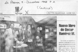 Nuevo libro de Oscar Ramírez M.  [artículo].