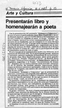 Presentarán libro y homenajearán a poeta  [artículo].