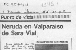 Neruda en Valparaíso de Sara Vial  [artículo] Ennio Moltedo.
