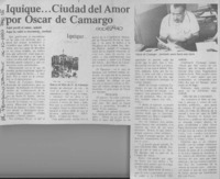 Iquique, ciudad del amor por Oscar de Camargo  [artículo].