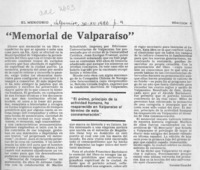"Memorial de Valparaíso"  [artículo] Gastón Gauché.