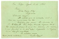 [Carta] 1907 agosto 16, San Felipe, Chile [a] Carlos Pezoa Véliz.