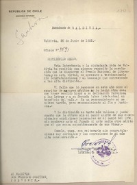 [Oficio N°259] 1952 junio 26, Valdivia, Chile [a] Fernando Santiván