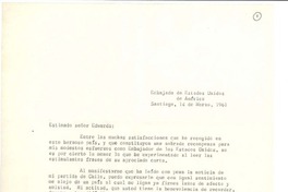 [Carta] 1961 mar. 14, Santiago, Chile [a] Joaquín Edwards Bello
