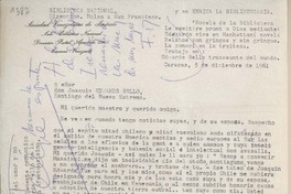 [Carta] 1961 diciembre 5, Caracas, [Venezuela] [a] Joaquín Edwards Bello, Santiago,[Chile]