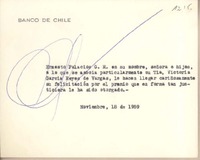 [Tarjeta] 1959 noviembre 18, Santiago, [Chile] [a] Joaquín Edwards Bello