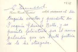 [Tarjeta] 1959 noviembre 24, Viña del Mar, [Chile] [a] Joaquín Edwards Bello