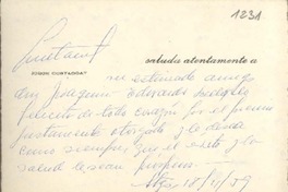 [Tarjeta] 1959 noviembre 18 Santiago, [Chile] [a] Joaquín Edwards Bello