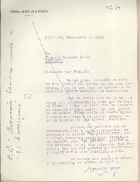 [Carta] 1959 noviembre 25, Santiago, [Chile] [a] Joaquín Edwards Bello