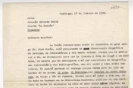 [Carta] 1958 febrero 17, Santiago [Chile] [a] Joaquín Edwards Bello