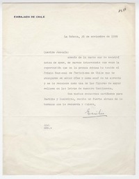 [Carta] 1959 noviembre 26, La Habana [Cuba] [a] Joaquín Edwards Bello