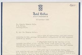 [Carta] 1938 noviembre 20, Santiago, Chile [a] Joaquín Edwards Bello