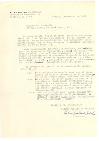[Carta] 1957 feb. 4, México [a] Madeleine S. Redditt, New York