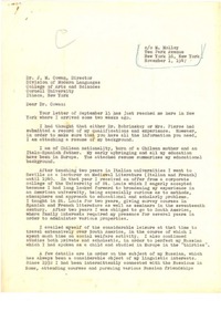 [Carta] 1947 nov. 1 New York [a] J. M. Cowan, New York