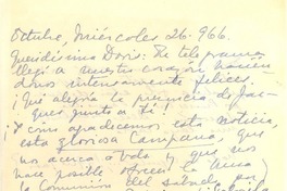 [Carta] 1966 oct. 26, [Montevideo, Uruguay] [a] Doris Dana, [New York]