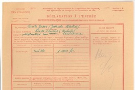 Déclaration á l'entrée du Territorio Français