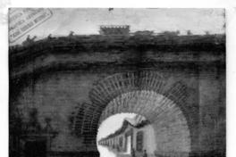 [Parte del Puente de Cal y Canto, con una mujer cruzando por debajo, titulada "Ojo Seco. Puente de Cal y Canto"]