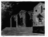 [Catedral de Santiago, fachada poniente; a la derecha, la sacristía de los canónigos con la imagen de Cristo]