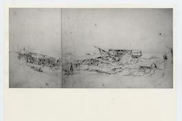 [Dibujo de un barco encallado en la costa]