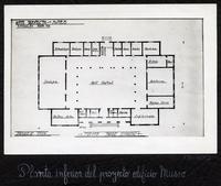 [Album Museo de Historia Natural de Concepción]: Ante-Proyecto Museo, Primer Piso, frente Parque Ecuador [Autor: Arquitecto A[rnoldo] Michaelsen]