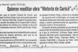 Quieren reeditar obra "Historia de Curicó"  [artículo].