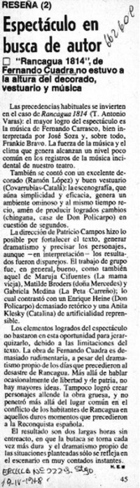 Espectáculo en busca de autor  [artículo] H. E.