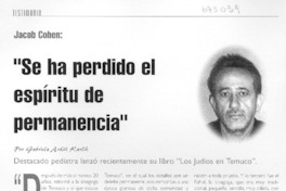 Se ha perdido el espíritu de permanencia" : [entrevista]