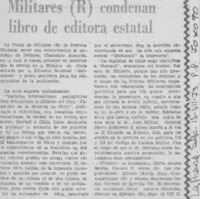 Militares (R) condenan libro de editora estatal.