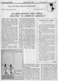 Un libro infantil para niños -- adultos, "El jardín de Gonzalo"