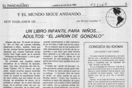 Un libro infantil para niños -- adultos, "El jardín de Gonzalo"
