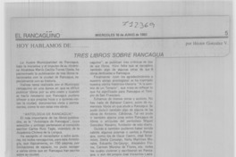 Tres libros sobre Rancagua