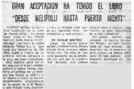 Gran aceptación ha tenido el libro "Desde Melipulli hasta Puerto Montt".