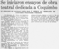Se iniciaron ensayos de obra teatral dedicada a Coquimbo.