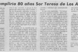 Hoy cumpliría 80 años Sor Teresa de Los Andes