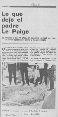 Lo que dejó el Padre La Paige