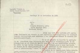 [Carta] 1959 noviembre 18, Santiago, [Chile] [a] Joaquín Edwards Bello