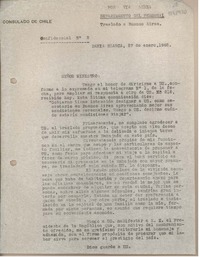 [Oficio consular N°2] 1948 enero 27, Bahía Blanca, Argentina [a] Consulado de Chile, Buenos Aires