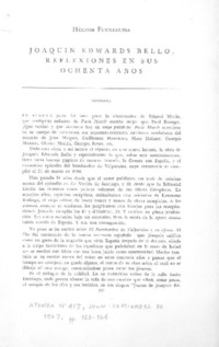 Joaquín Edwards Bello, reflexiones en sus ochenta años  [artículo] Héctor Fuenzalida.