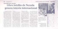 Libro inédito de Neruda genera interés internacional  [artículo].