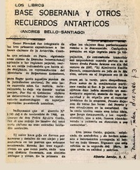Base Soberanía y otros recuerdos antárticos  [artículo] Alberto Arraño.