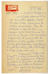 [Carta] 1966 mayo 19, Antofagasta, Chile [a] Raúl Silva Castro  [manuscrito] Andrés Sabella.