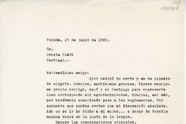 [Carta] 1982 junio 23, Vicuña, Chile [a] Oreste Plath  [manuscrito] Héctor Carreño Latorre.