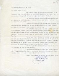 [Carta] 1984 enero 12, Chillán, Chile [a] Oreste Plath  [manuscrito] Carlos René Ibacache.