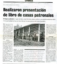 Realizaron presentaciòn de libro de casas patronales  [artículo].