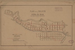 Plano de la Población de Viña del Mar Indicando el proyecto de desagües [material cartográfico]