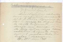 [Carta], 1921 mayo 27 Santiago, Chile <a> Pedro Aguirre Cerda, Chile