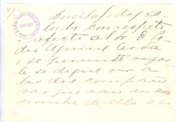 [Tarjeta], 1922 abr. 10 Santiago, Chile <a> Pedro Aguirre Cerda, Chile