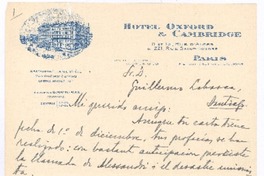 [Carta] 1925 feb. 21 Paris, Francia <a> Guillermo Labarca Hubertson