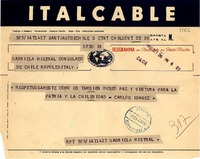 [Telegrama] 1952 sept. 26, Santiago, Chile [a] Gabriela Mistral, Nápoles, Italia